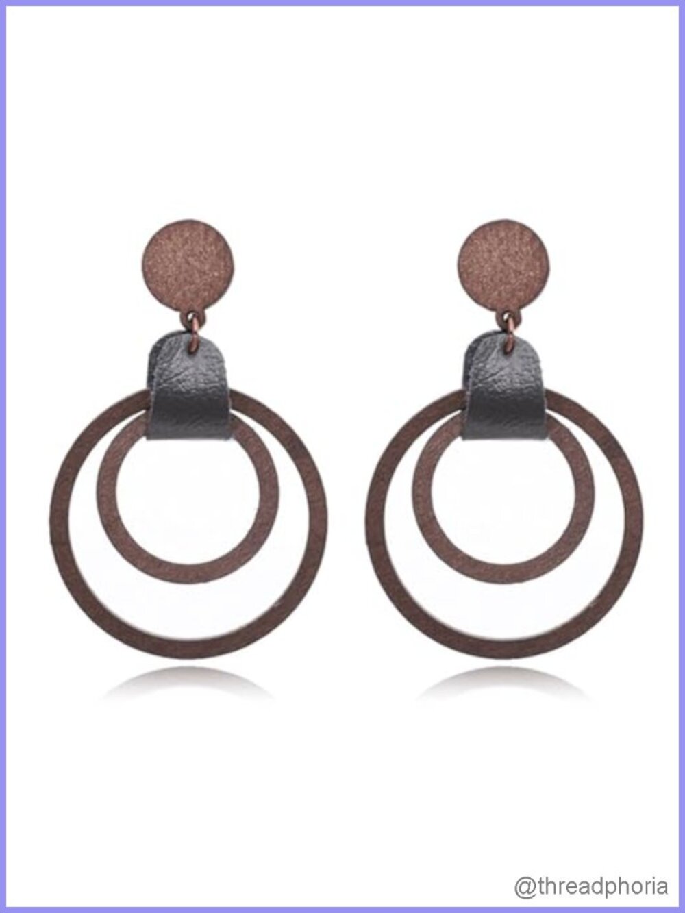 Wooden Geometric Circle Hollow Dangle Drop Earrings Handmade Alloy Women Jewelry